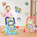 Music Baby Walker with Drawing Board Standing Toddler Trolley Walking Practice AntiRollover