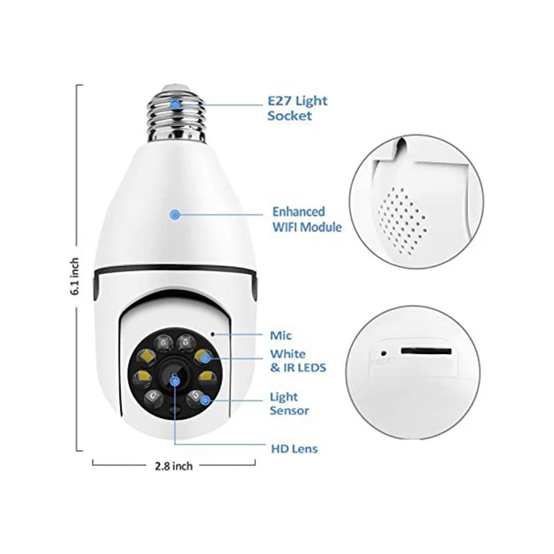 Saikiot Bulb Camera WIFI 2MP 4MP V380Pro Bulb Light Camera 360 E27