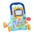 Music Baby Walker with Drawing Board Standing Toddler Trolley Walking Practice AntiRollover