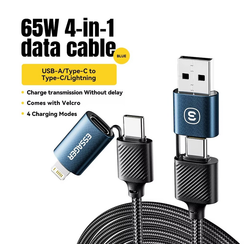 2 In 2 USB Fast Charging Cable for Mobile Phone USB Type C Tablet Charging Cable